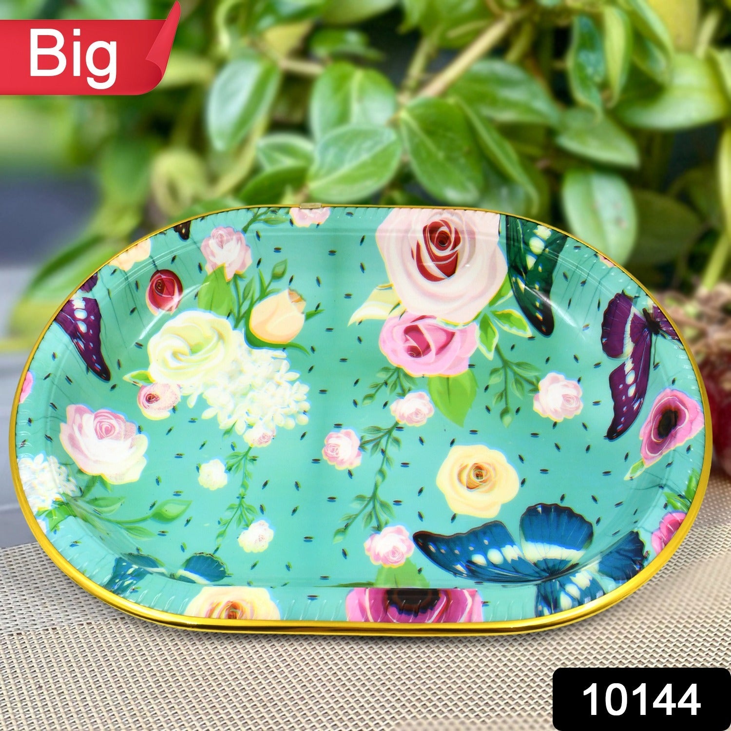 Big Plastic Flower Printed Design Serving Tray (1 Pc  35 X 24 Cm) Big Plastic Flower Printed Design Serving Tray (1 Pc  35 X 24 Cm)
